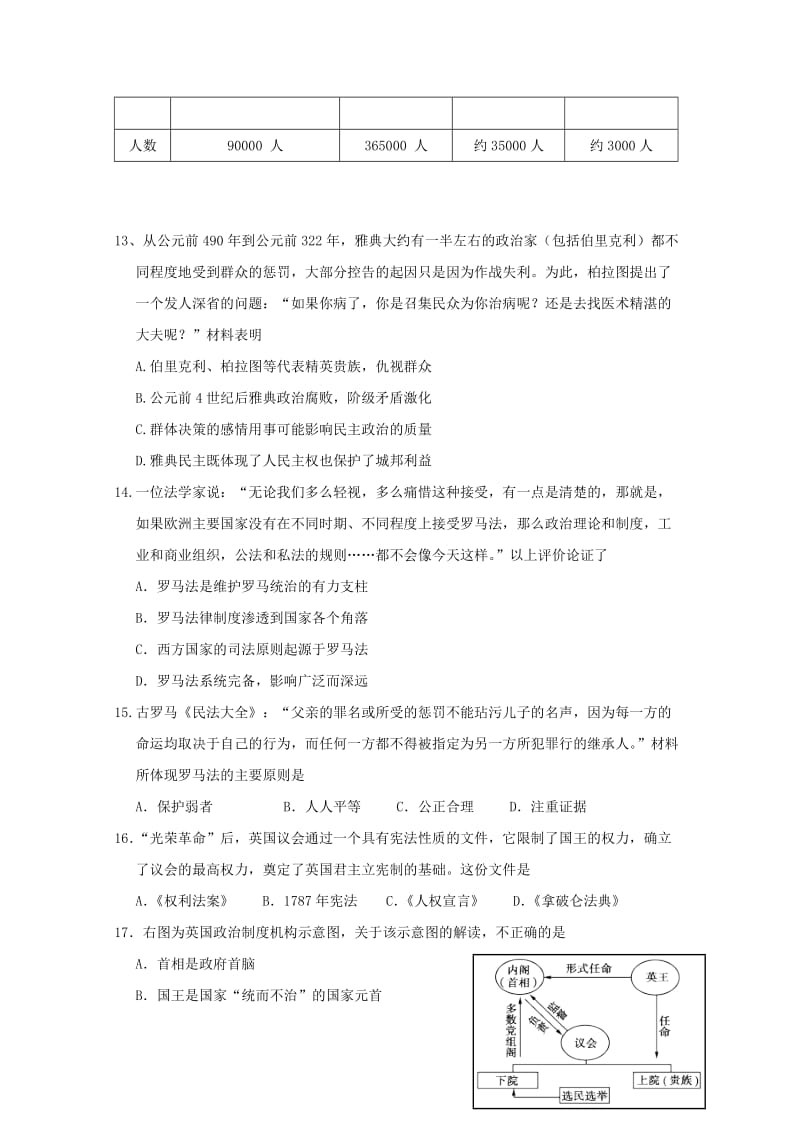 2018-2019学年高一历史上学期期中试题(实验班) (I).doc_第3页