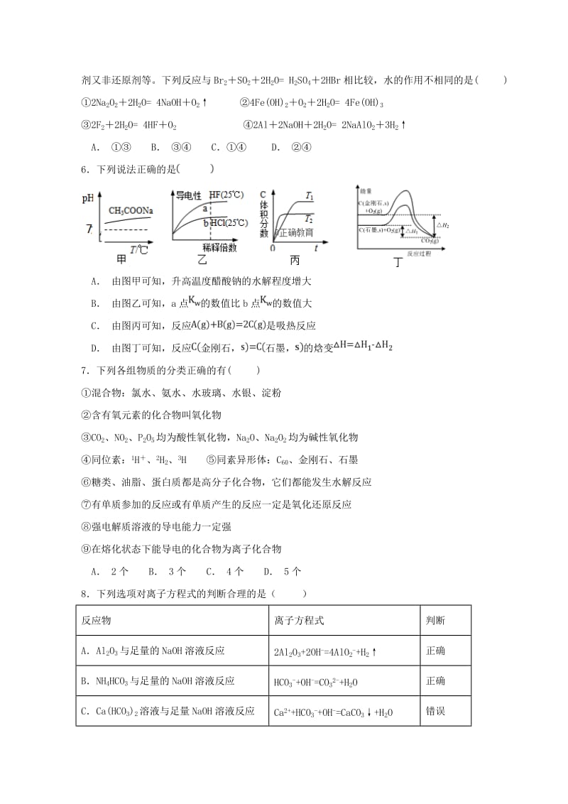 2019届高三化学开学考试试题.doc_第2页