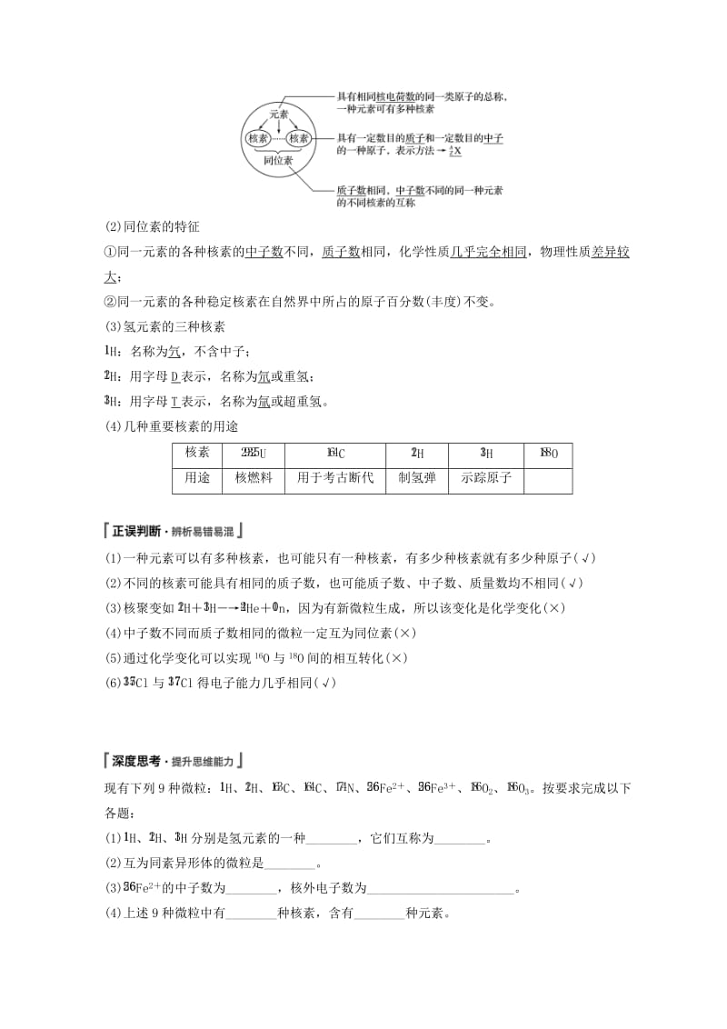 2019年高考化学一轮综合复习 第五章 物质结构 元素周期律 第18讲 原子结构 化学键练习.doc_第2页