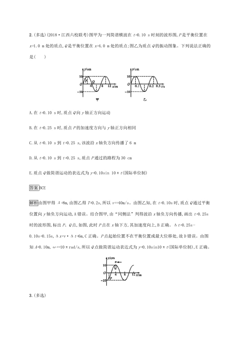 山东省2020版高考物理一轮复习 课时规范练38 机械波 新人教版.docx_第2页