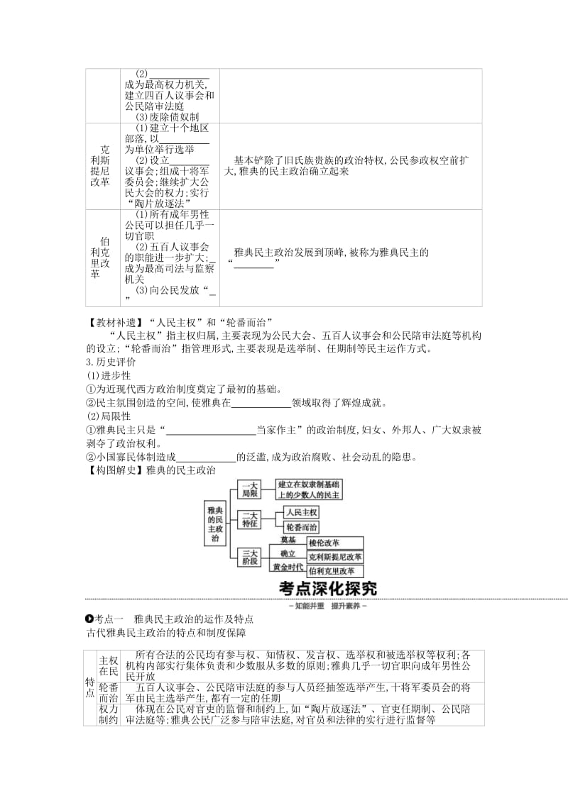 （全品复习方案）2020届高考历史一轮复习 第2单元 古代希腊罗马的政治制度 第5讲 古希腊民主政治教案（含解析）新人教版.docx_第2页