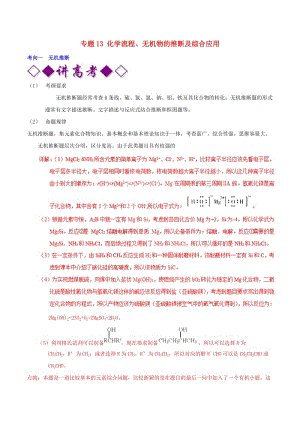 2019年高考化學(xué)二輪復(fù)習(xí) 專題13 化學(xué)流程、無機物的推斷及綜合應(yīng)用（講）（含解析）.doc