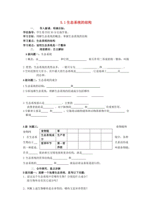 黑龍江省大慶市高中生物 第五章 生態(tài)系統(tǒng)及其穩(wěn)定性 5.1 生態(tài)系統(tǒng)的結(jié)構(gòu)導學案新人教版必修3.doc