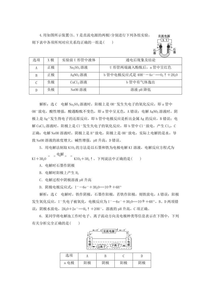 （通用版）2020高考化学一轮复习 跟踪检测（三十六）化学能与电能（3）电解原理及应用（过基础）（含解析）.doc_第2页