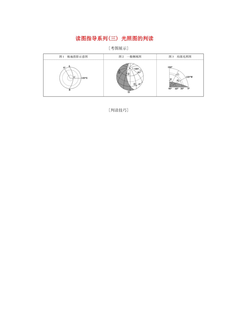 （新课标版）2019高考地理总复习 第5讲 地球的公转及其地理意义 读图指导系列（三）光照图的判读学案.doc_第1页