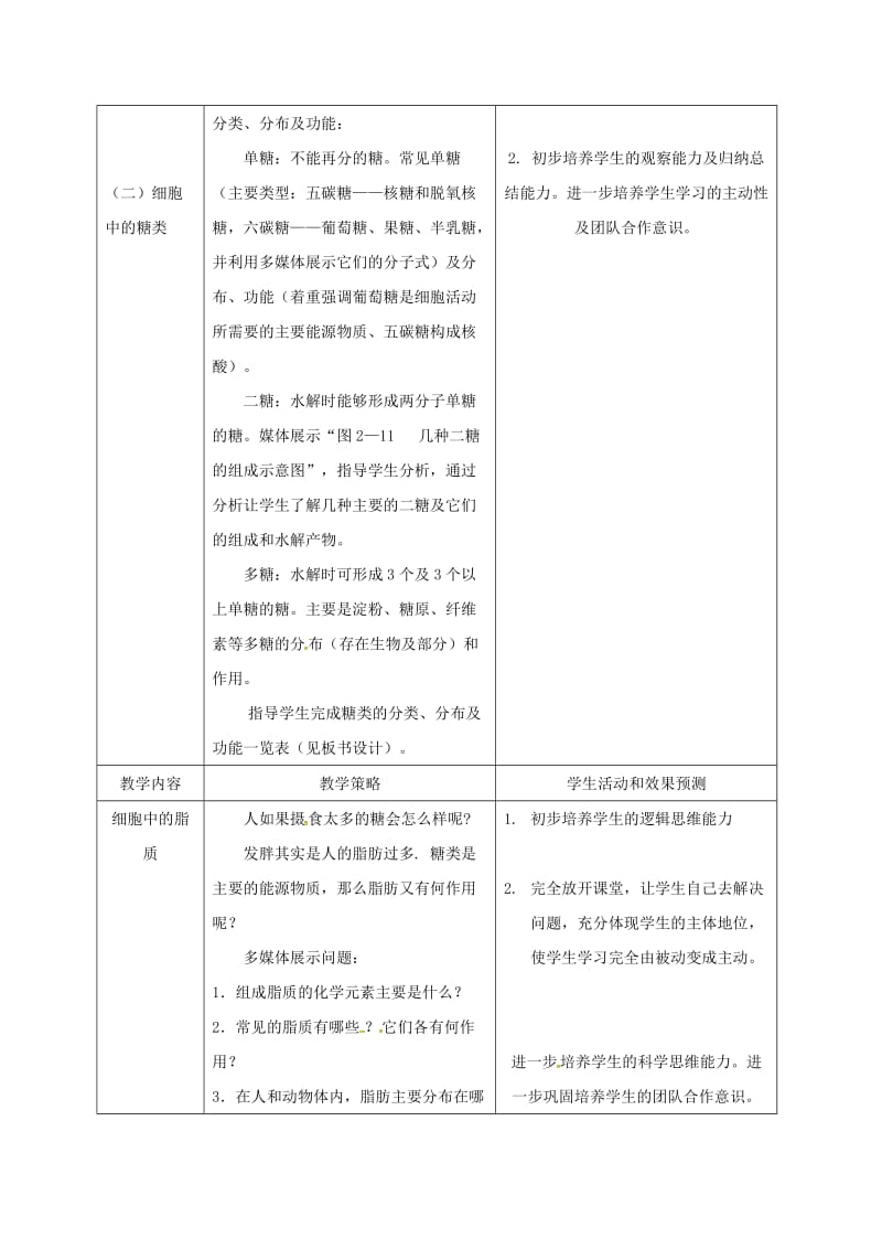 内蒙古开鲁县高中生物 第二章 组成细胞的分子 2.4 细胞中的糖类和脂质教案 新人教版必修1.doc_第2页