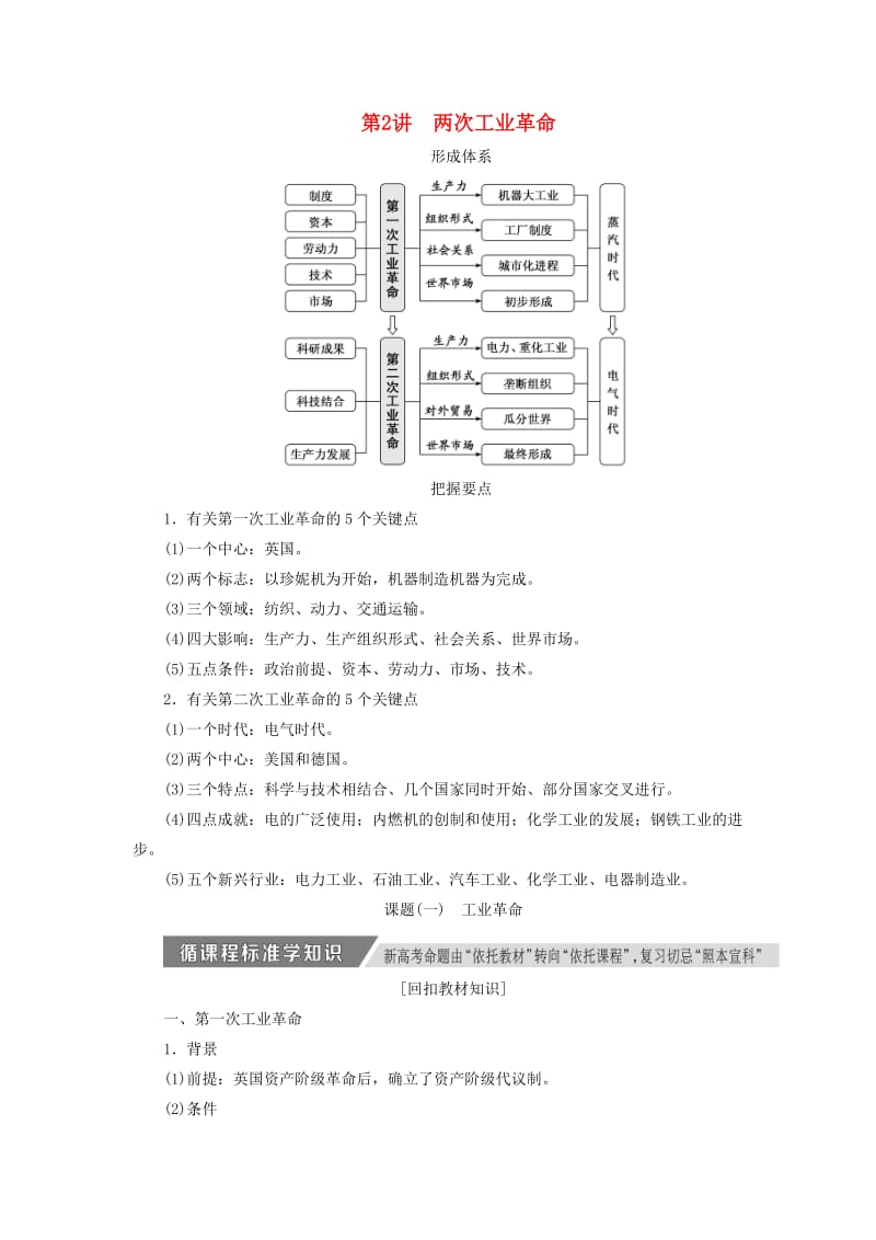 2020版高考历史一轮复习 第六单元 资本主义世界市场的形成与发展 第2讲 两次工业革命讲义（含解析）新人教版必修2.doc_第1页