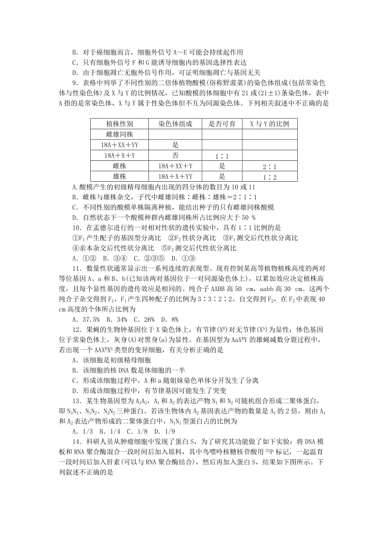 2019届高三生物摸底考试试题.doc_第3页