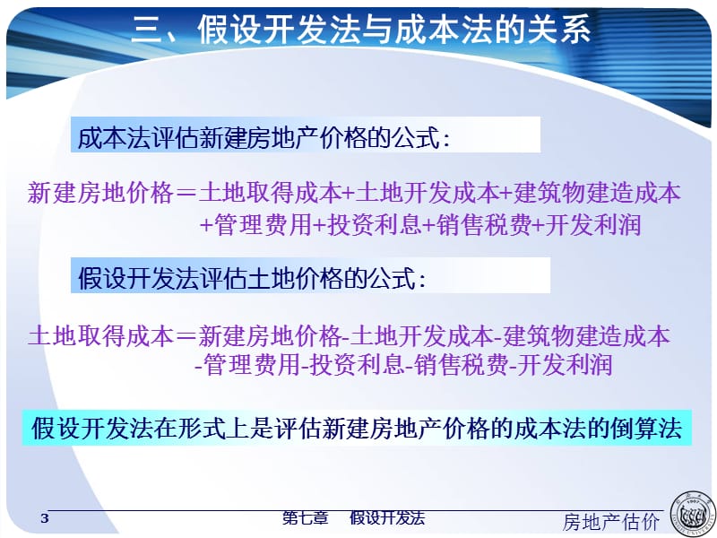 房地产估价假设开发法假设开发法与成本法的关系ppt课件_第3页