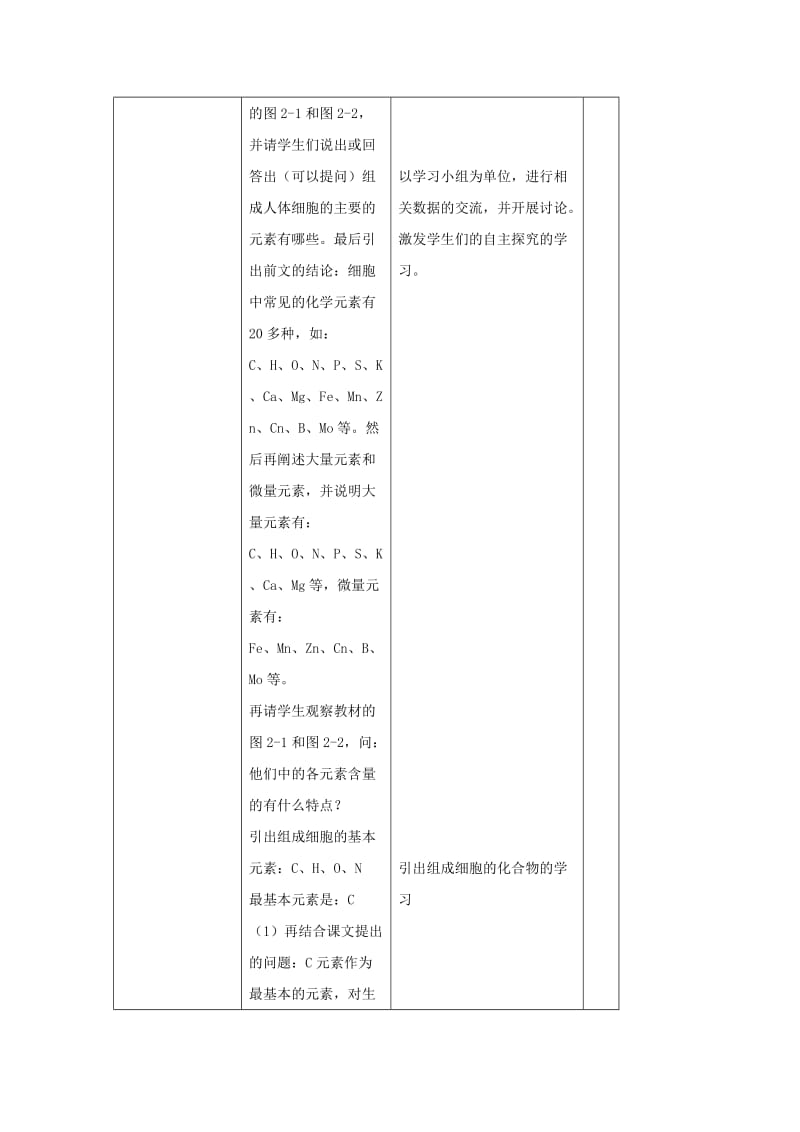 陕西省石泉县高中生物 第二章 组成细胞的分子 2.1 细胞中的元素和无机化合物教案 新人教版必修1.doc_第3页