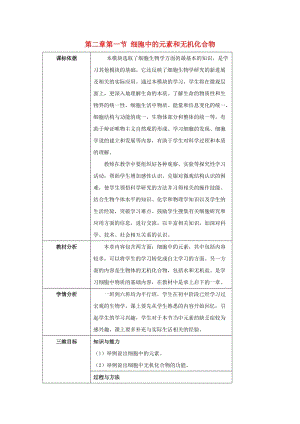 陜西省石泉縣高中生物 第二章 組成細(xì)胞的分子 2.1 細(xì)胞中的元素和無機(jī)化合物教案 新人教版必修1.doc