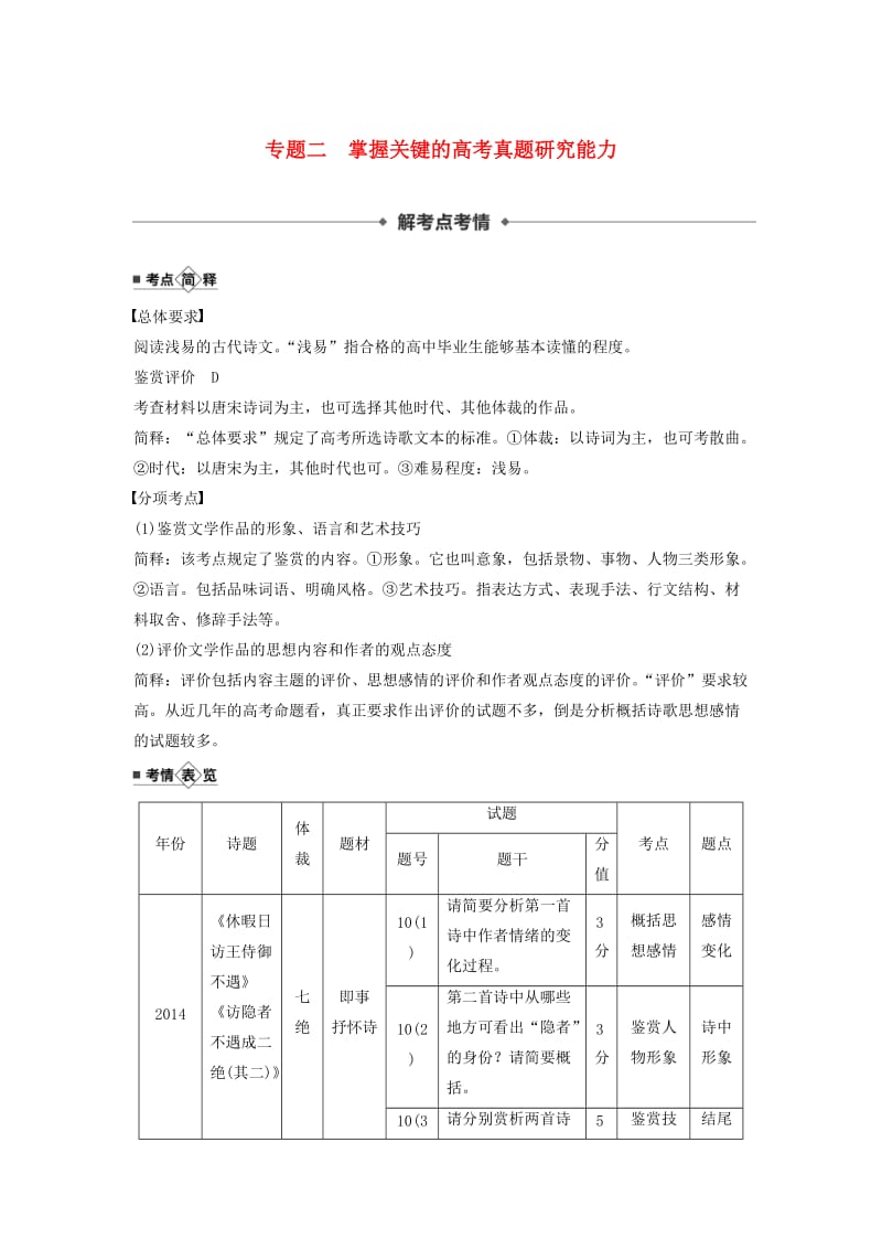 （江苏专用）2020版高考语文新增分大一轮复习 第四章 古诗词鉴赏 专题二 掌握关键的高考真题研究能力讲义（含解析）.docx_第1页