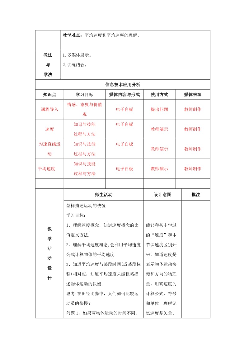 陕西省石泉县高中物理 第1章 怎样描述物体的运动 1.2 怎样描述运动的快慢（1）教案 沪科版必修1.doc_第2页