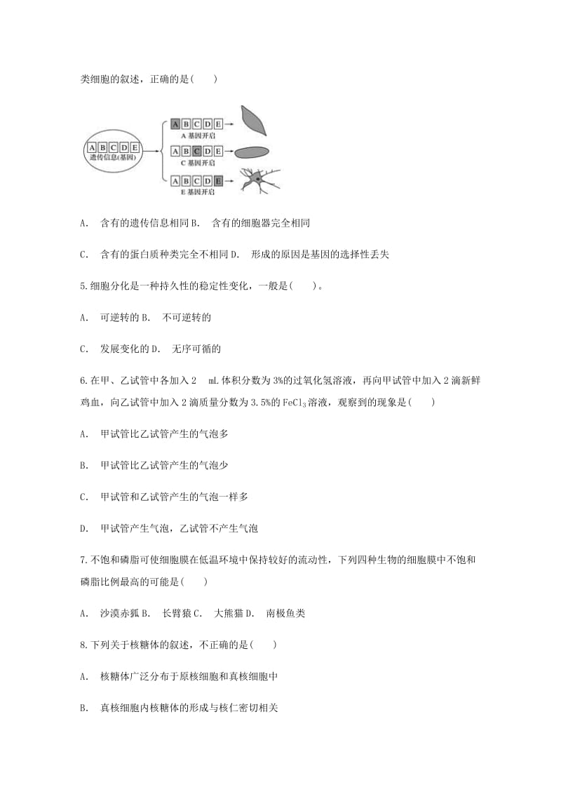 2018-2019学年高一生物12月月考试卷 (I).doc_第2页