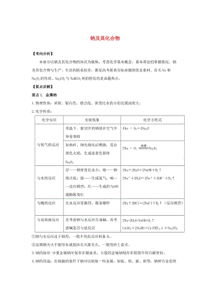 2019高考化學(xué)一輪復(fù)習(xí) 元素化合物 專題1 鈉及其化合物.doc