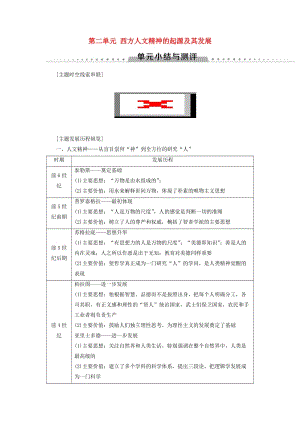 （全國(guó)通用版）2018-2019高中歷史 第二單元 西方人文精神的起源及其發(fā)展單元小結(jié)與測(cè)評(píng)學(xué)案 新人教版必修3.doc