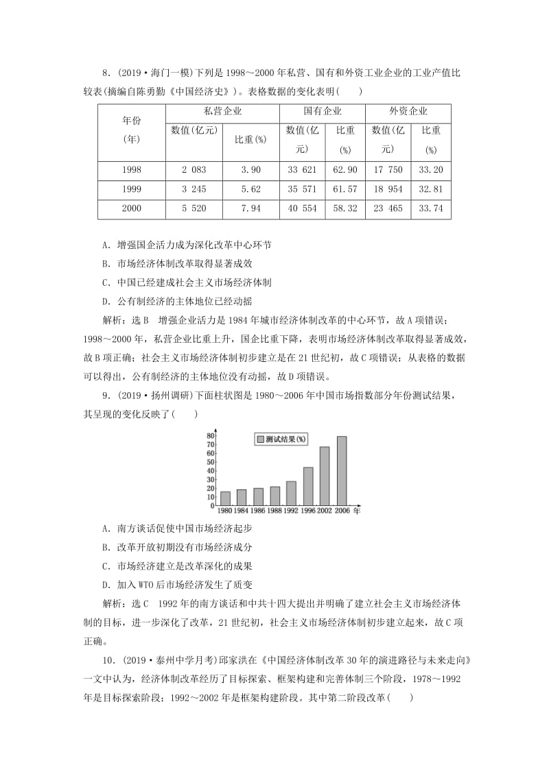 （江苏专版）2020版高考历史一轮复习 课时检测（十七）伟大的历史性转折和走向社会主义现代化建设新阶段（含解析）人民版.doc_第3页