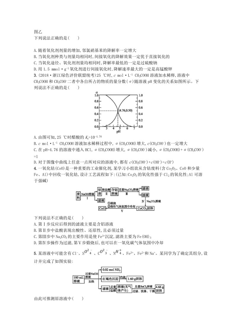 （浙江专用）2019年高考化学大二轮复习 必考（21-25）拉分专练（一）.doc_第2页