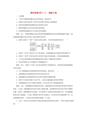 （全國通用版）2019版高考生物一輪復習 選考部分 現(xiàn)代生物科技專題 課時檢測（四十二）細胞工程.doc