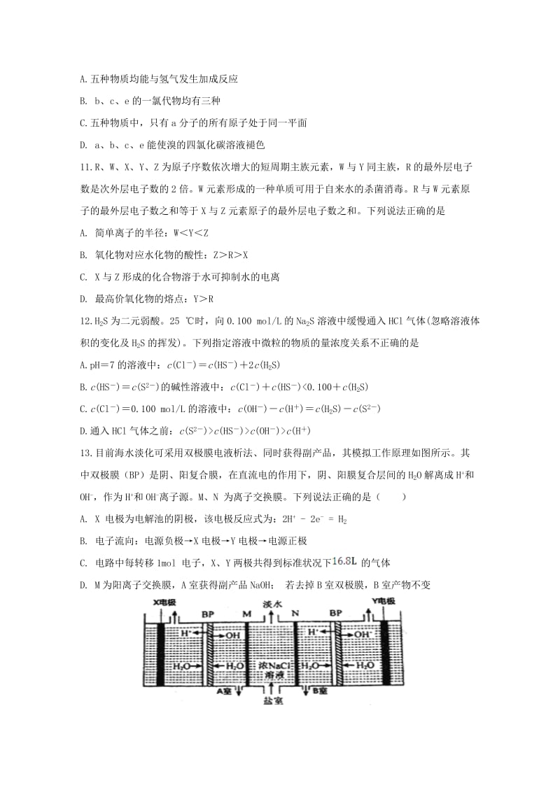 2019届高三化学冲刺模拟试题.doc_第2页