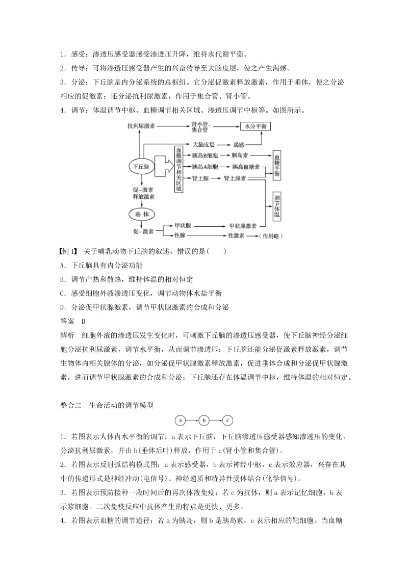 全国通用版2018-2019版高中生物第2章动物和人体生命活动的调节章末总结学案新人教版必修3 .doc_第2页