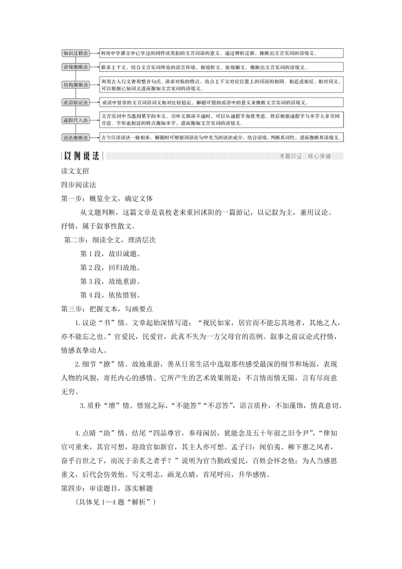 （江苏专用）2019高考语文二轮培优 第二部分 古代诗文阅读 专题一 文言文阅读 技法提分点10 聚焦语境速推断掌握方法明答案.doc_第2页