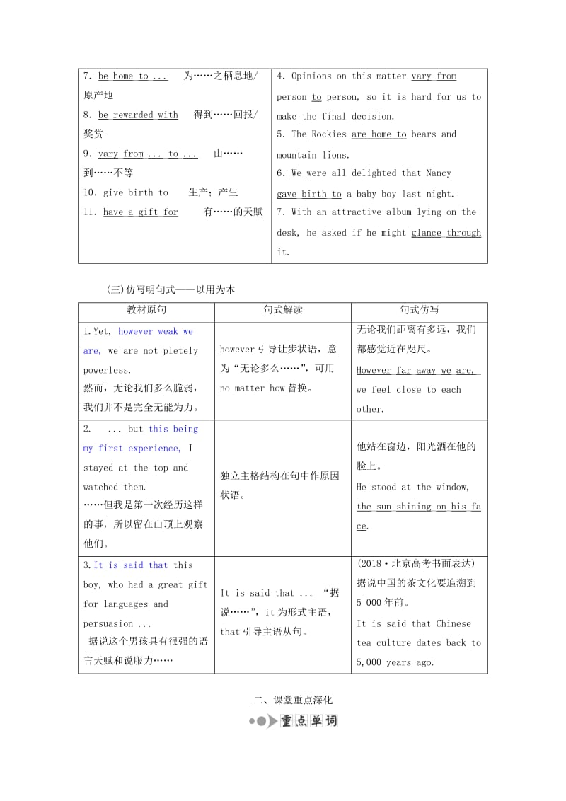 （新课改省份专用）2020高考英语大一轮复习 Unit 5 The power of nature教案（含解析）新人教版选修6.doc_第3页