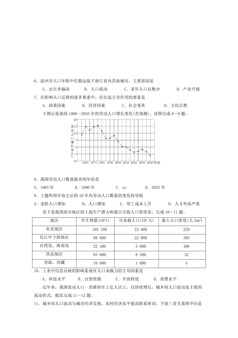 2018-2019学年高一地理下学期第一次月考试题(无答案) (IV).doc_第2页