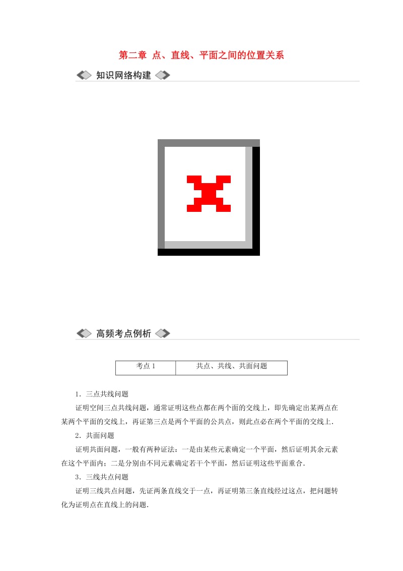 2019高中数学 第二章 点、直线、平面之间的位置关系章末小结与测评讲义（含解析）新人教A版必修2.doc_第1页