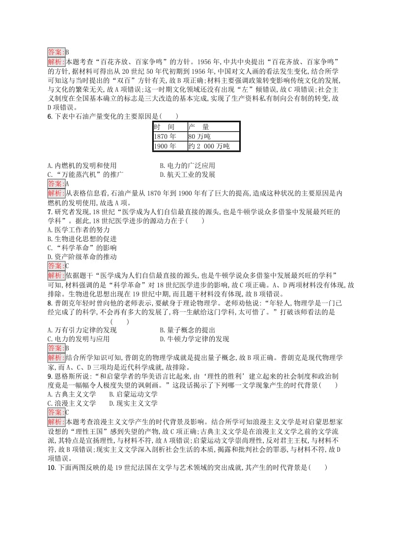 （浙江选考Ⅰ）2019高考历史总复习 考点强化练28 近现代中外科技与文学艺术.docx_第2页