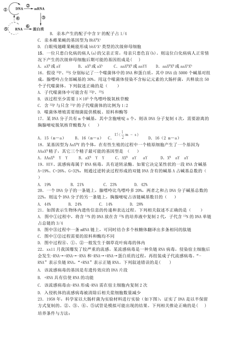 2019-2020学年高二生物上学期暑假作业考试试题.doc_第3页