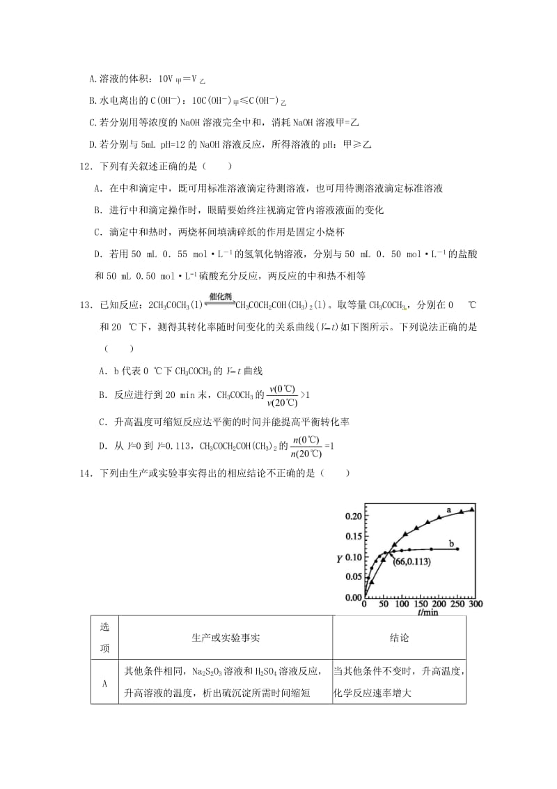 2019-2020学年高二化学上学期第二次质量检测试题.doc_第3页