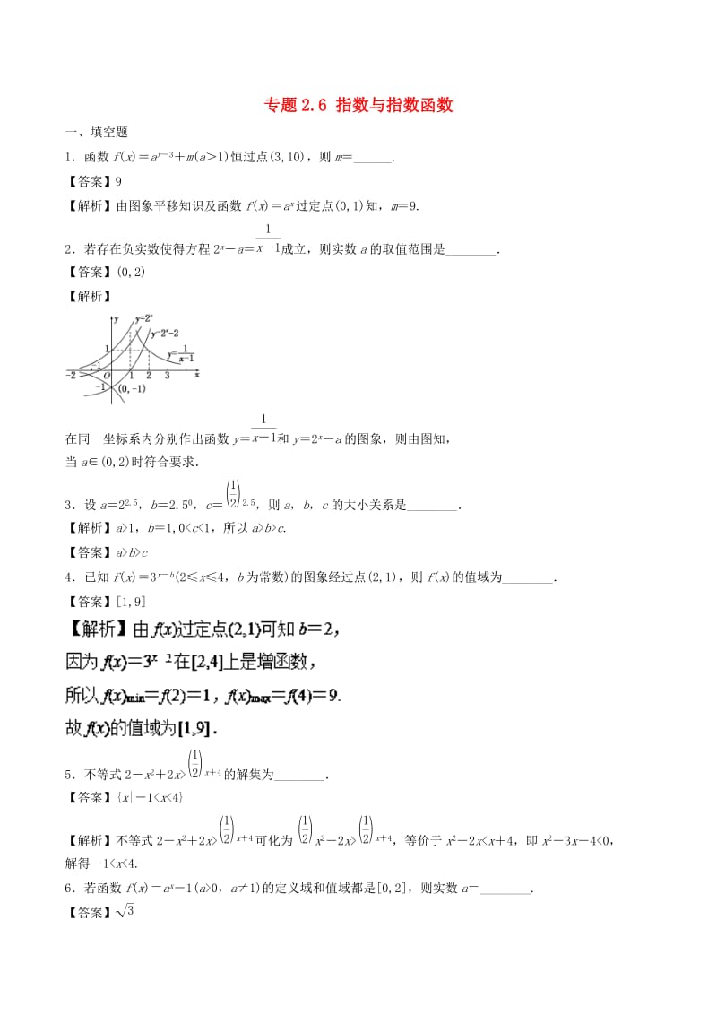 （江苏专版）2019年高考数学一轮复习 专题2.6 指数与指数函数（练）.doc_第1页