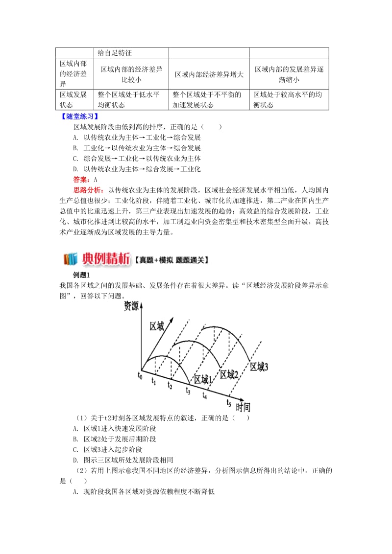 高中地理 第一章 区域地理环境与人类活动 第二节 区域发展阶段 区域发展的三个阶段学案 湘教版必修3.doc_第2页