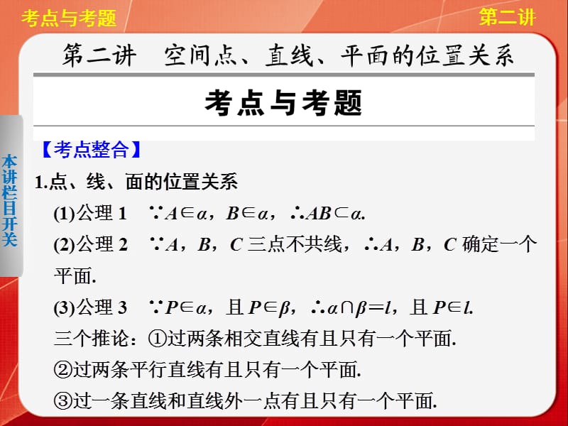 專題四第二講：空間點、直線、平面的位置關(guān)系.ppt_第1頁