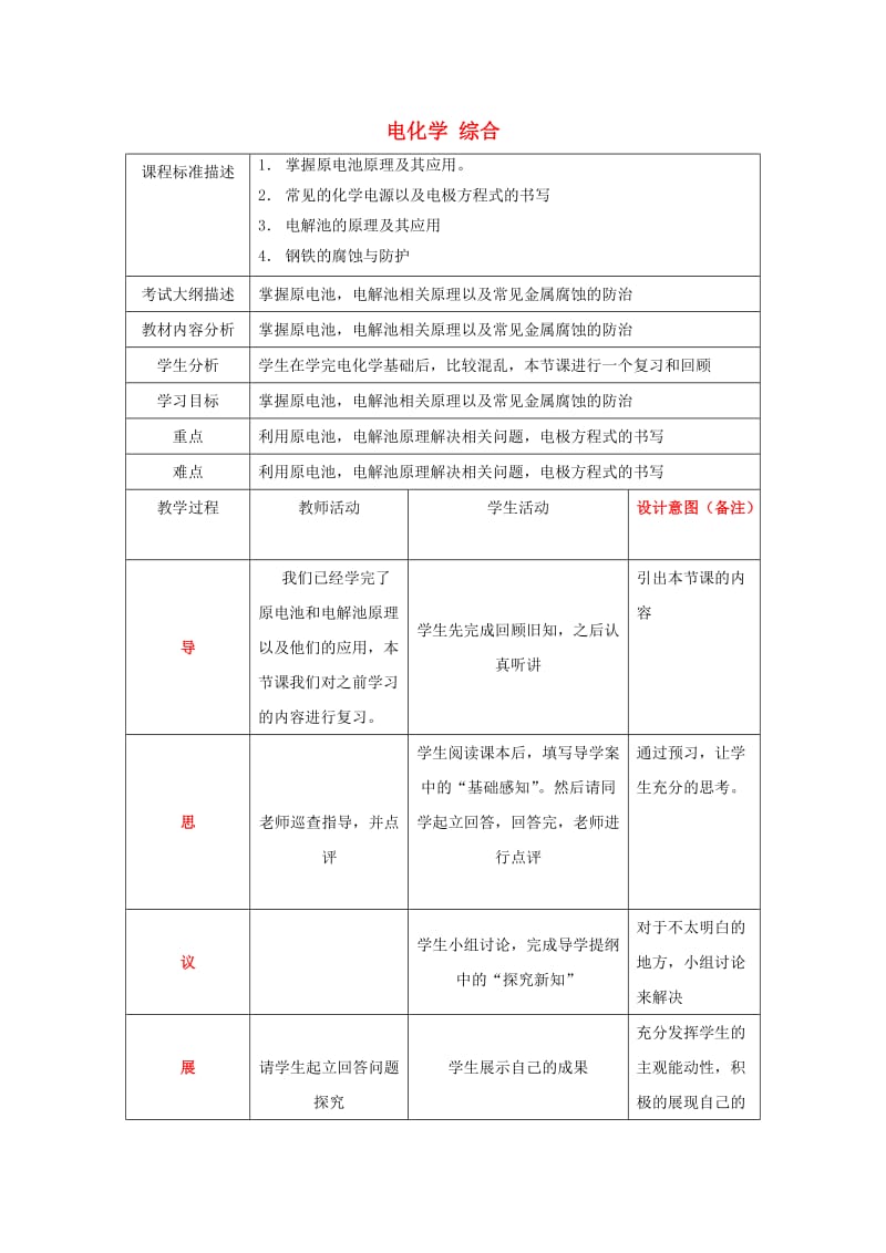 四川省成都市高中化学 电化学综合教案 新人教版选修4.doc_第1页