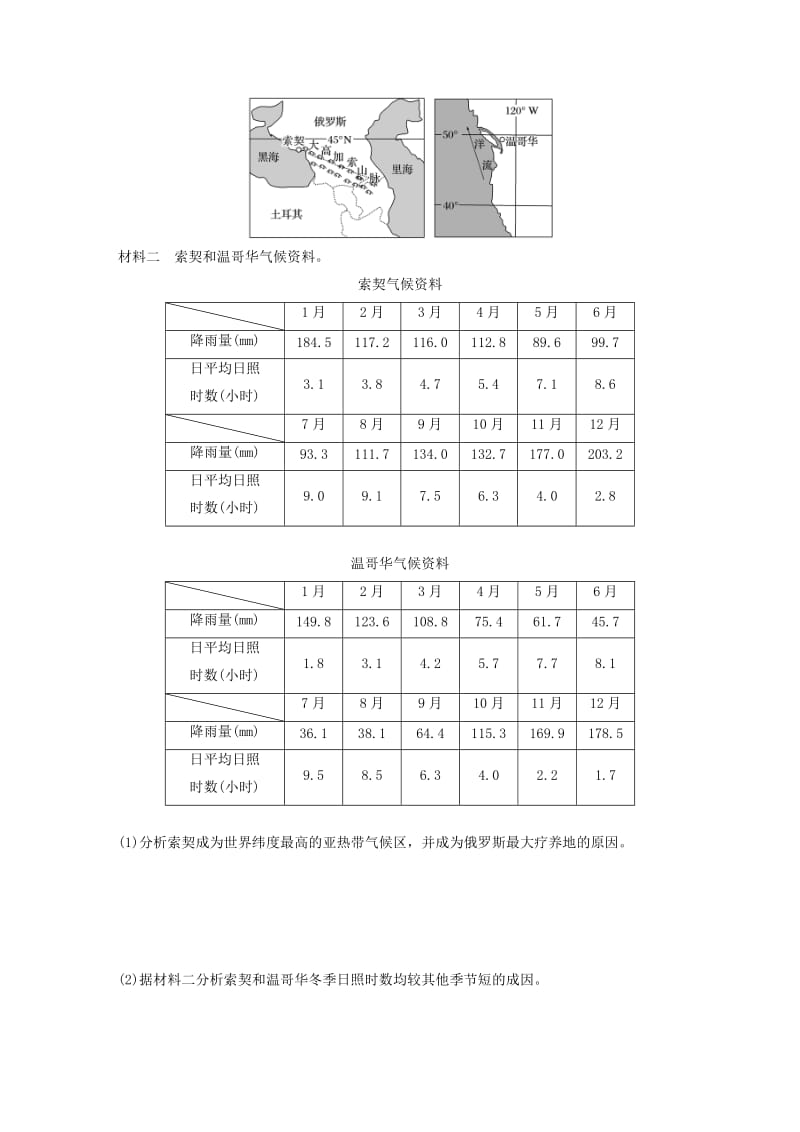 2020版高考地理一轮复习 专题二 大气与气候 高频考点20 气候类型综合题练习（含解析）.docx_第3页