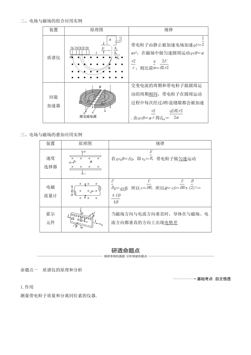 2019年度高考物理一轮复习 第九章 磁场 专题强化十 带电粒子在复合场中运动的实例分析学案.doc_第2页