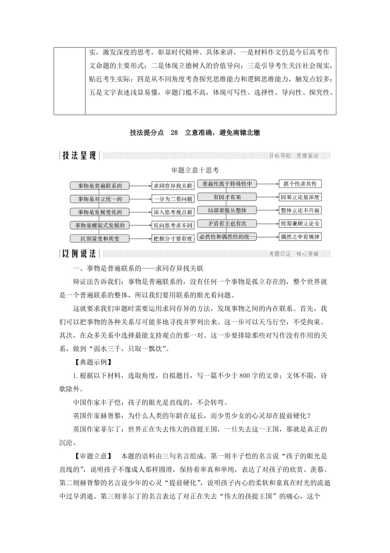 （江苏专用）2019高考语文二轮培优 第四部分 写作 技法提分点28 立意准确避免南辕北辙.doc_第2页