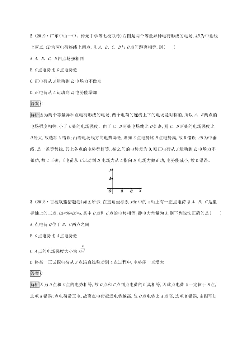 山东省2020版高考物理一轮复习 单元质检七 静电场 新人教版.docx_第2页