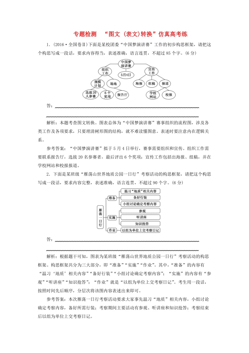 （通用版）2018-2019学年高中语文一轮复习 专题检测“图文（表文）转换”仿真高考练.doc_第1页