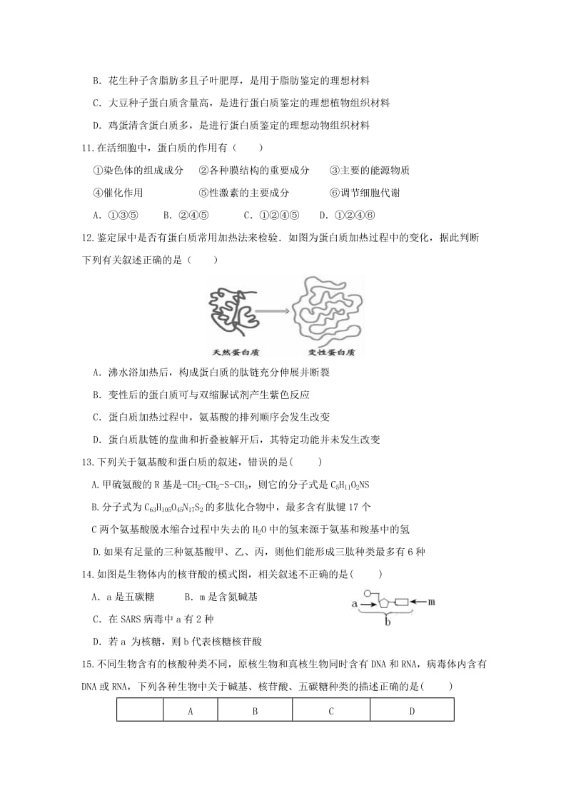 2019-2020学年高一生物上学期第二次月考试题 (IV).doc_第3页