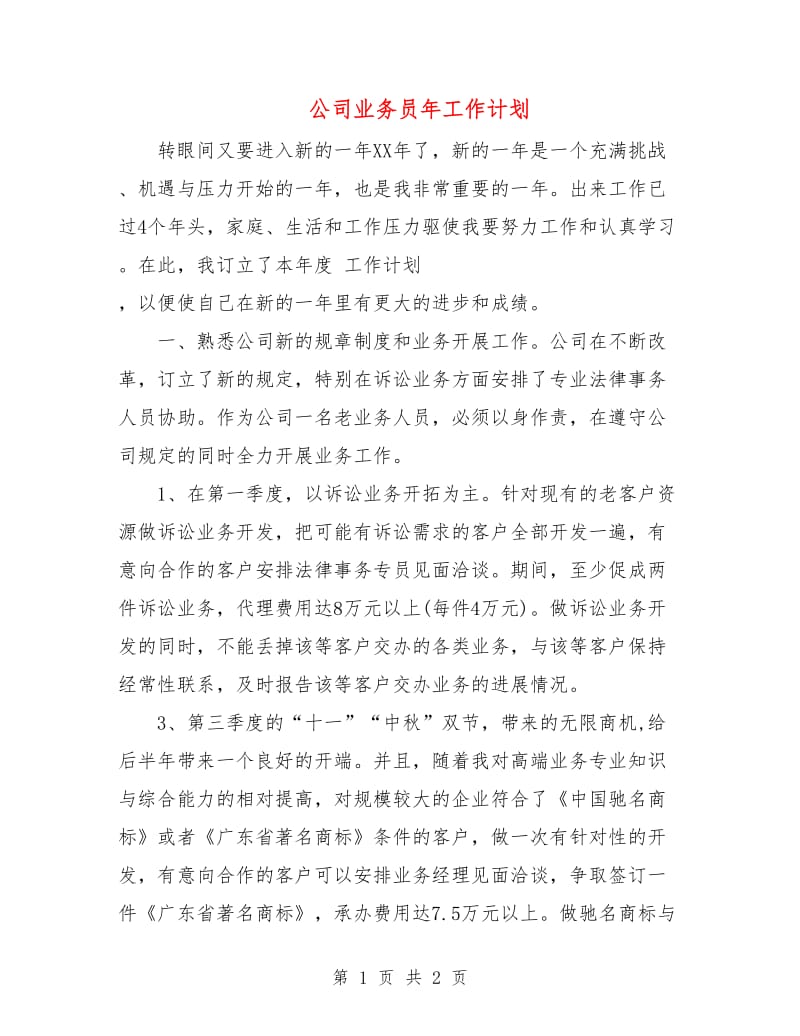 公司业务员年工作计划.doc_第1页