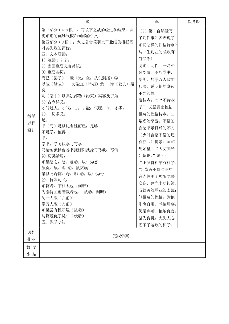 2019版高中语文 项羽本纪教案1 苏教版选修《史记选读》.doc_第2页