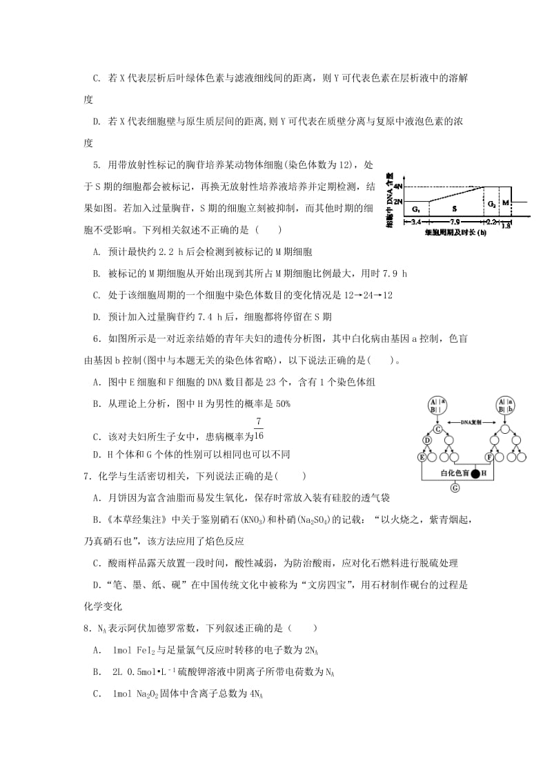 2019届高三理综上学期第一次月考试题 (IV).doc_第2页