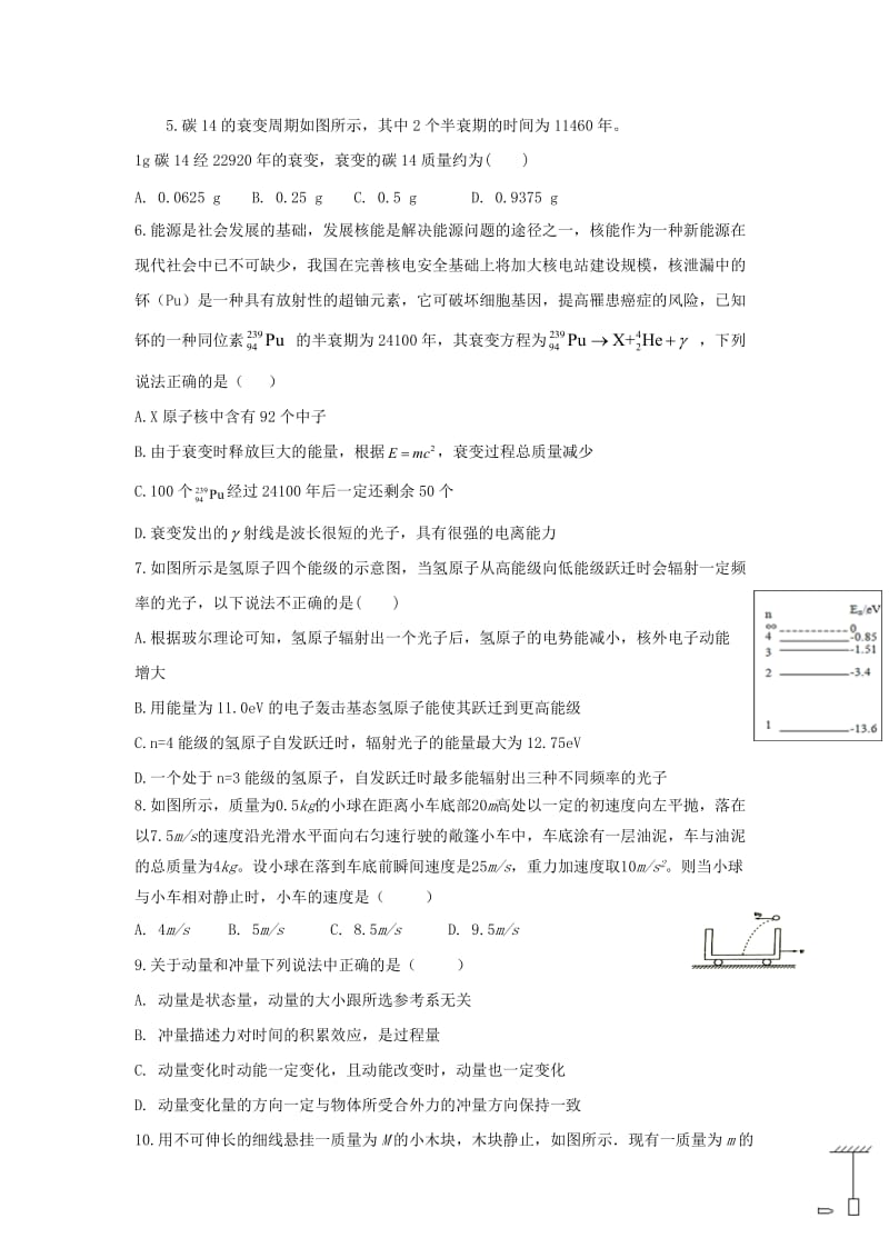 2019-2020学年高二物理下学期期末考试试题 理.doc_第2页