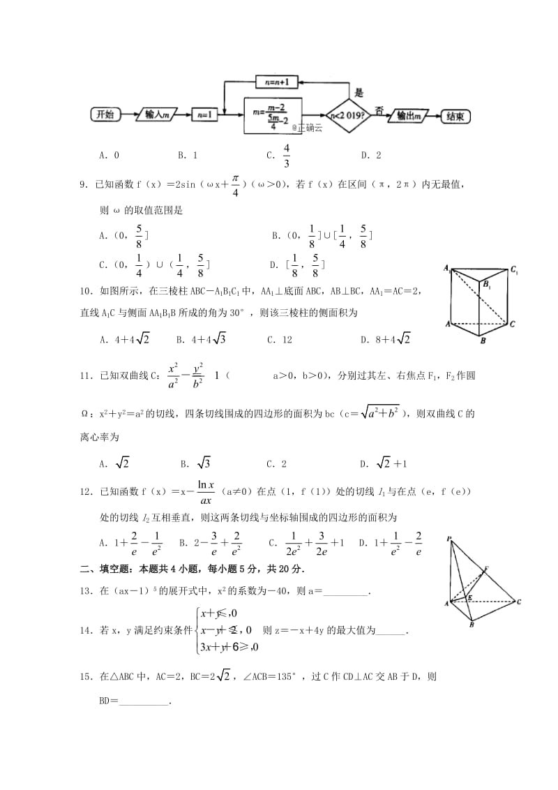 2019届高三数学第十一次双周考试试题.doc_第2页