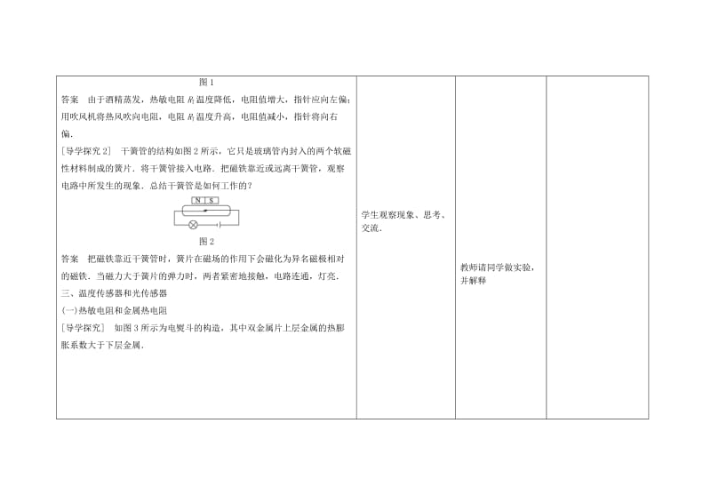 2019-2020学年高中物理下学期第一周 传感器 温度传感器和光传感器教学设计.doc_第3页