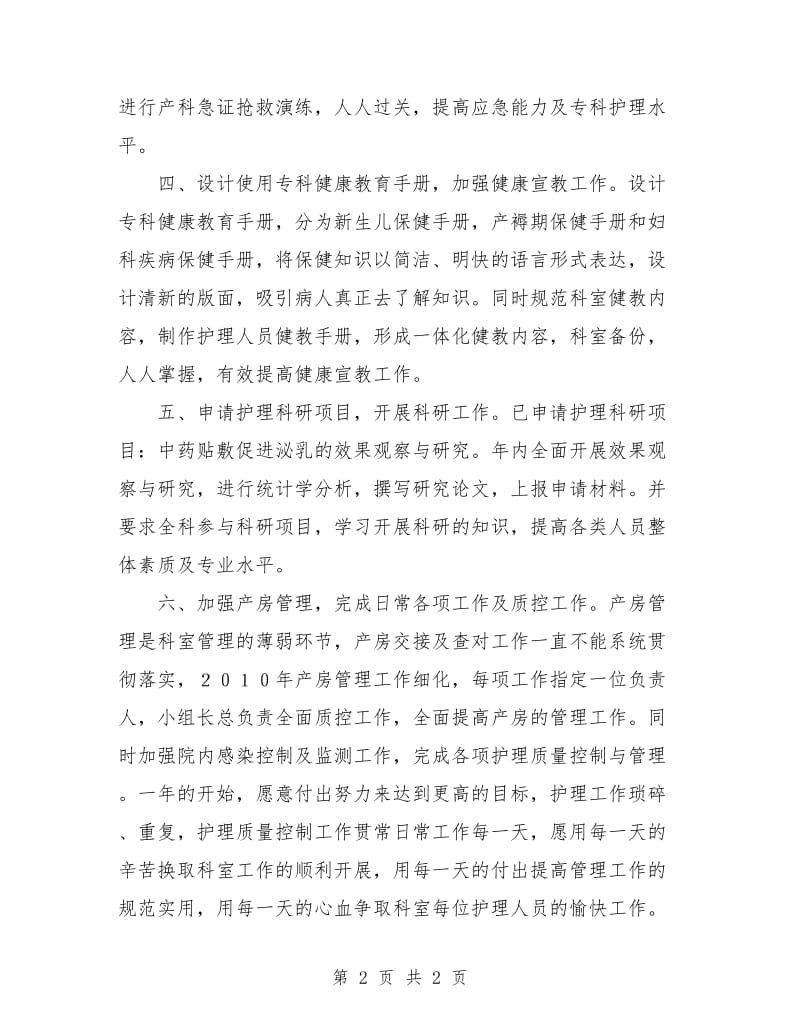 护理工作计划：产科护理计划.doc_第2页