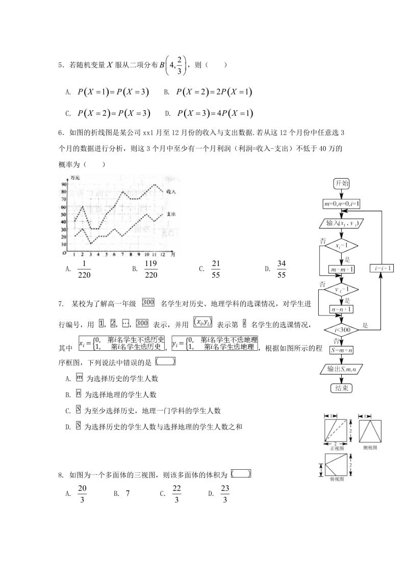 2019届高三数学下学期考前押题卷(一)理.doc_第2页